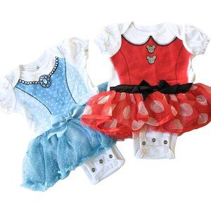 Disney Baby Cinderella‎ & Minnie Mouse Tutu Onesies - Size 0-3 Months